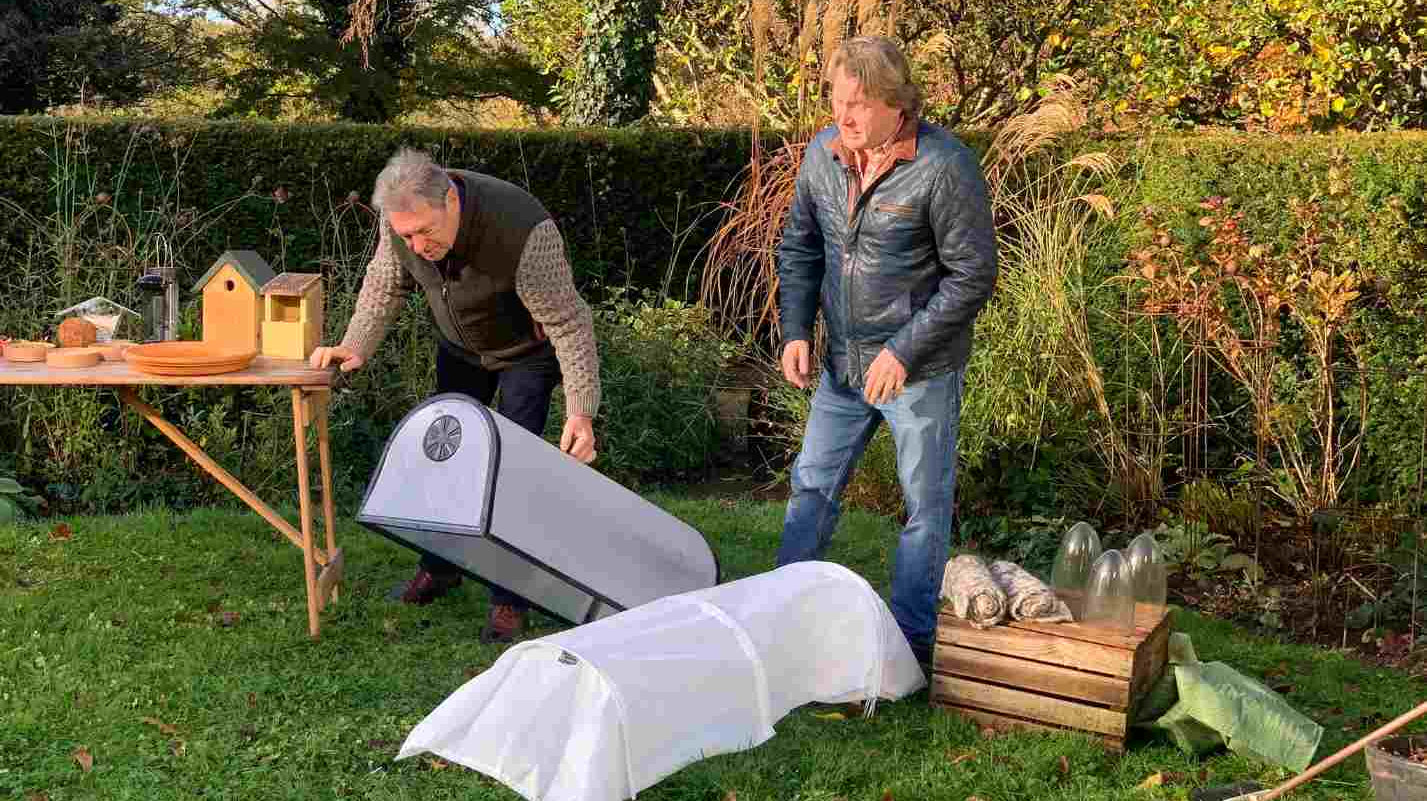 Haxnicks-how to protect plants from frost- easy fleece jacket on plant