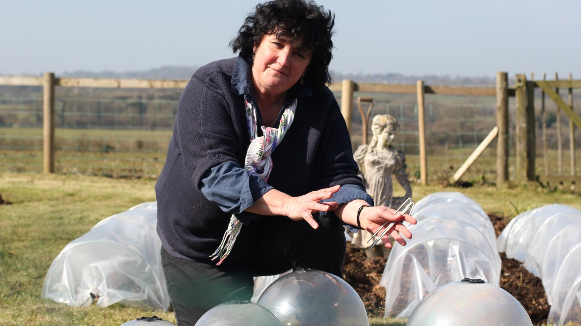 Haxnicks advisor & BBC gardening expert Pippa Greenwood with Haxnicks Bell cloches