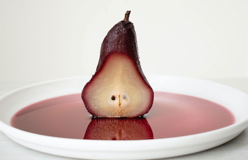 Haxnicks recipes for gardeners - Mulled Pear on a plate how to preserve pears & use a glut of pears
