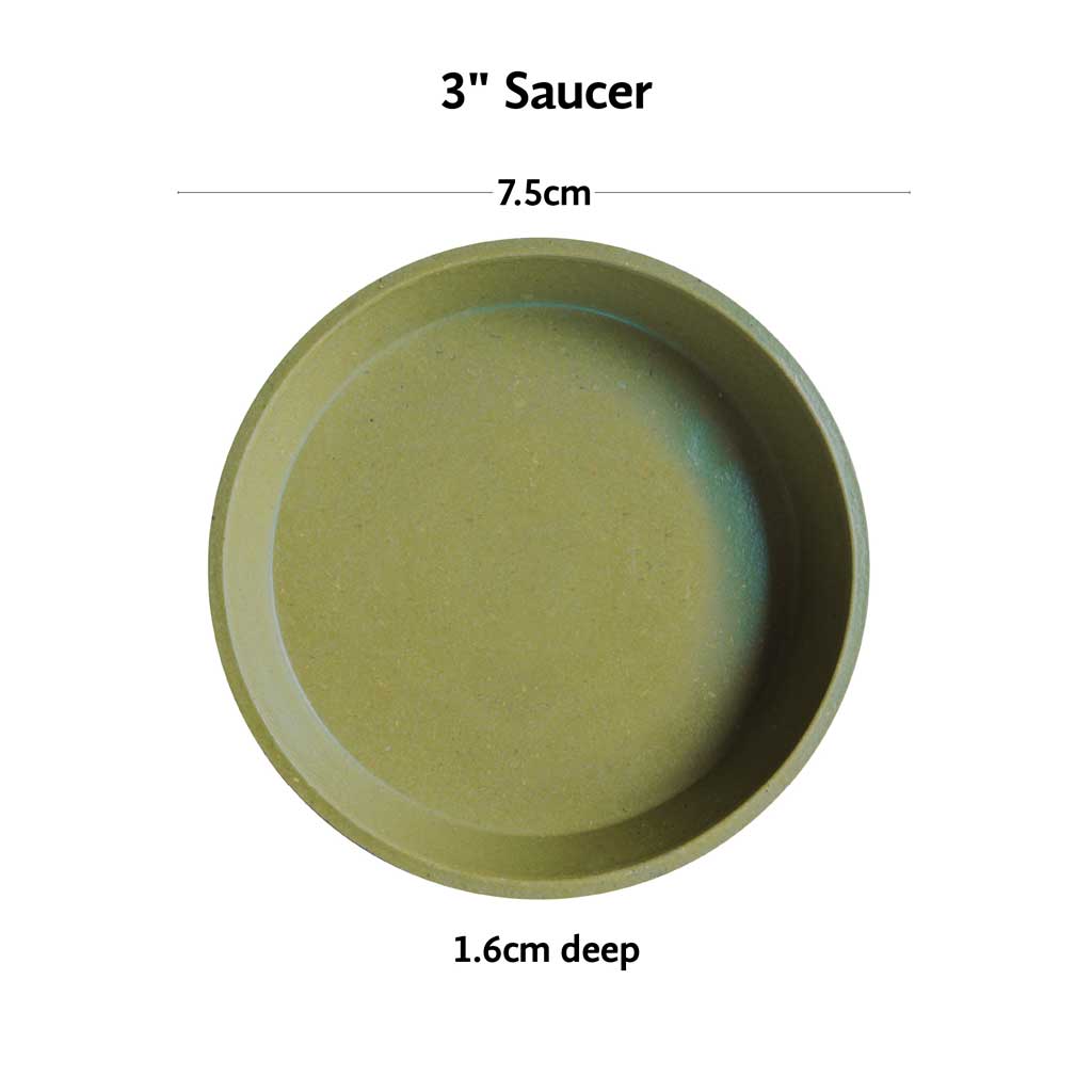 Line drawing of Haxnicks 3 inch Bamboo saucer with dimensions