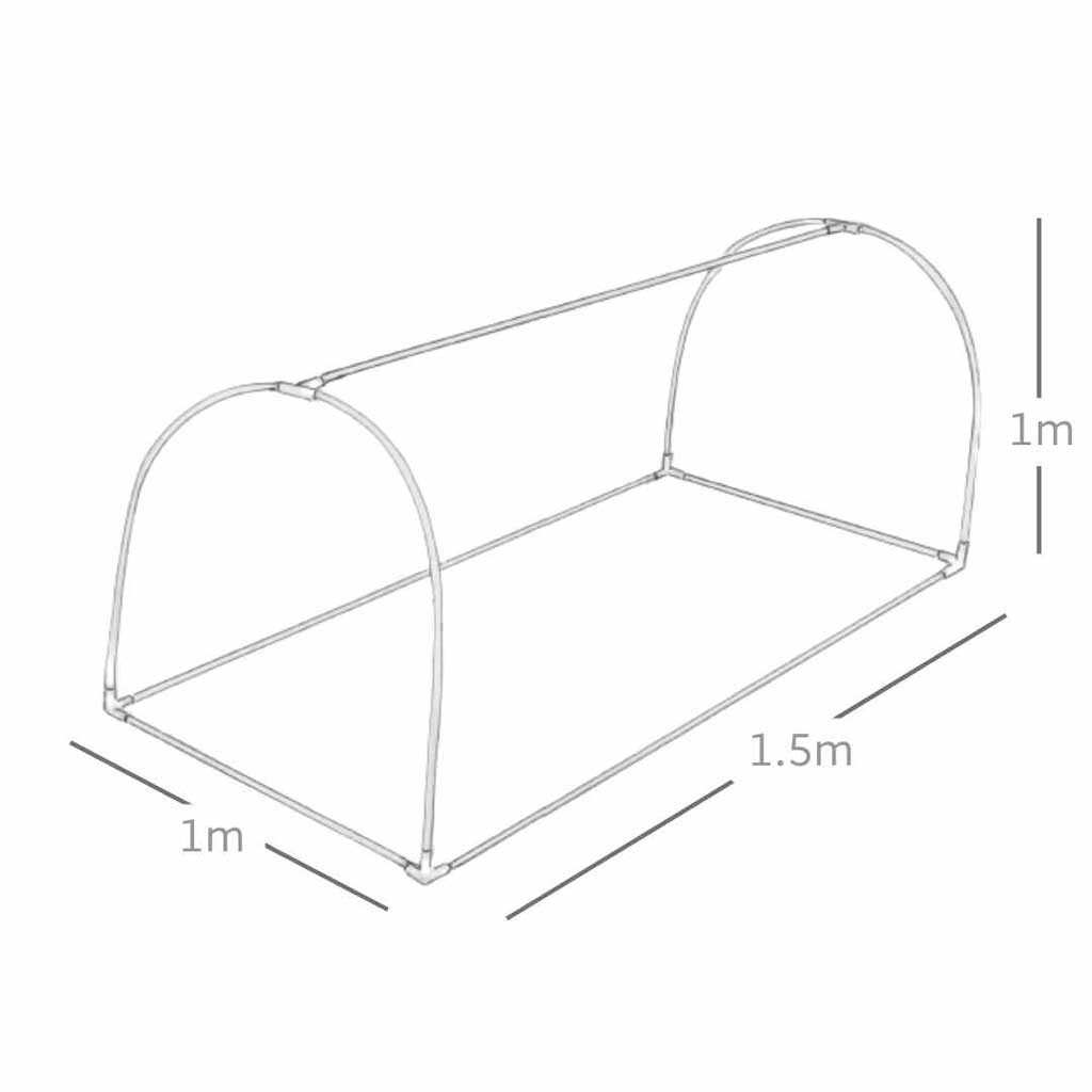Line drawing of Haxnicks Compact Grower Frame plant house with dimensions