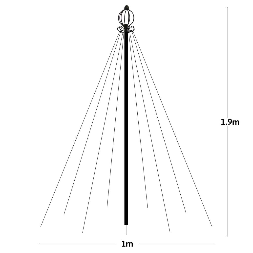 Line drawing of Haxnicks Garden Maypole climbing plant support with dimensions