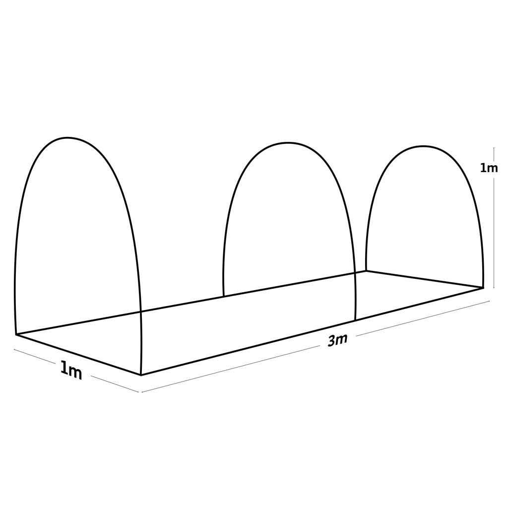 Line drwaing of Haxnicks Grower Frame with dimensions