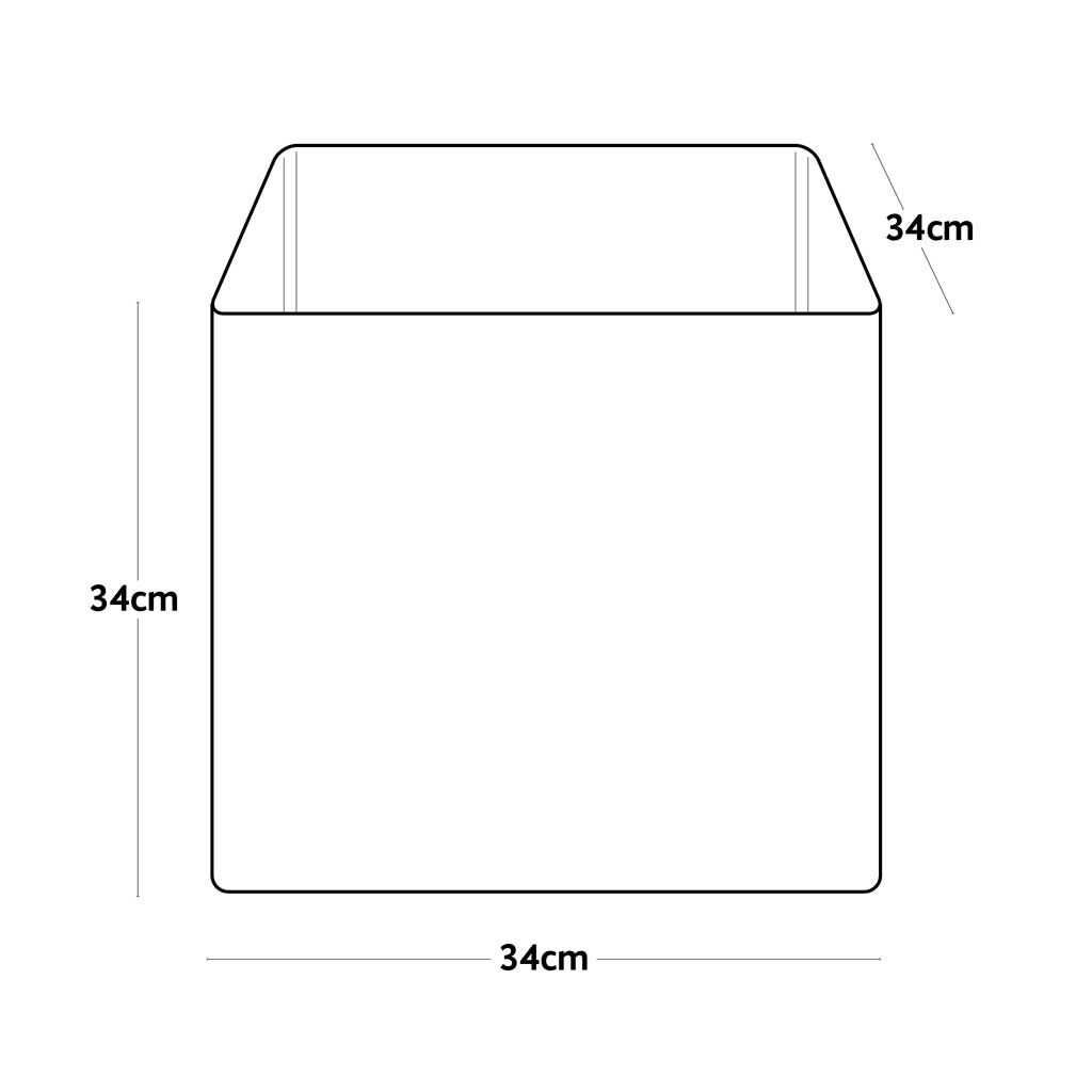 Line drawing of a 30L hemp garden planter with dimensions