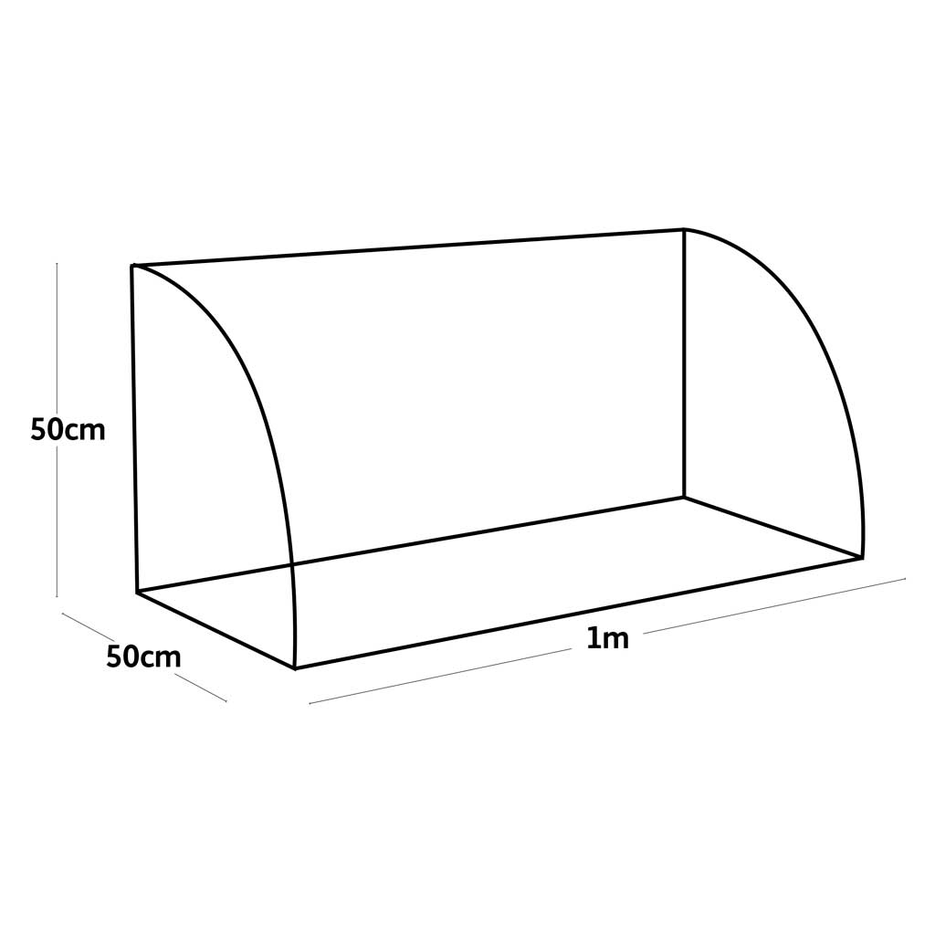 Line drawing of Haxnicks Light-Booster cold frame with dimensions