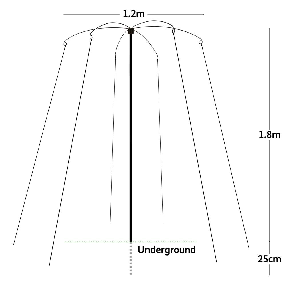 Line drawing of a Haxnicks parasol plant support