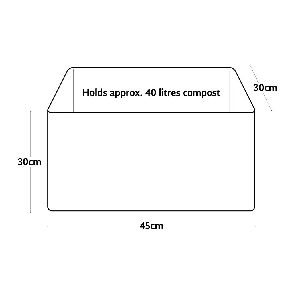 Line drawing of a 40L carrot garden planter