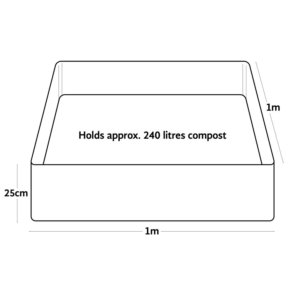 Line drawing of a240L instant raised bed garden planter