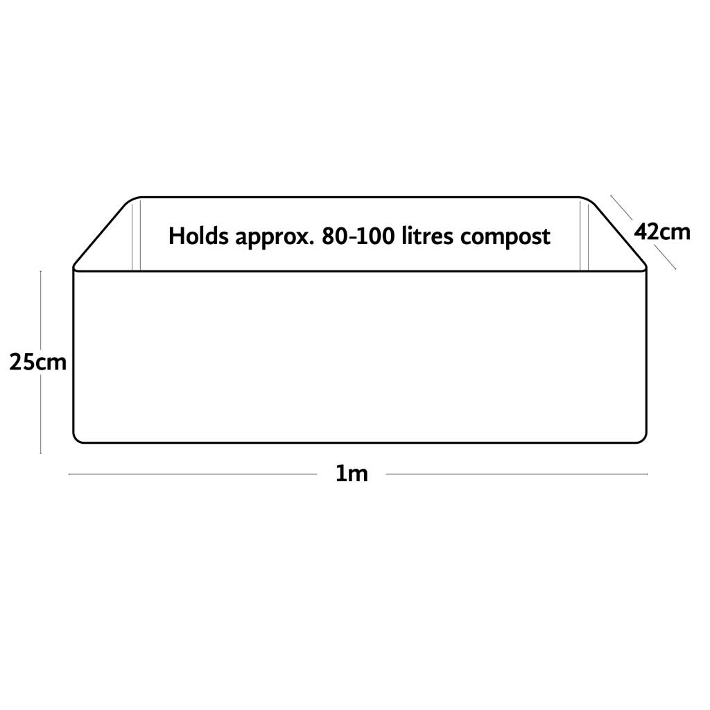 Line drawing of a multipurpose growbag garden planter