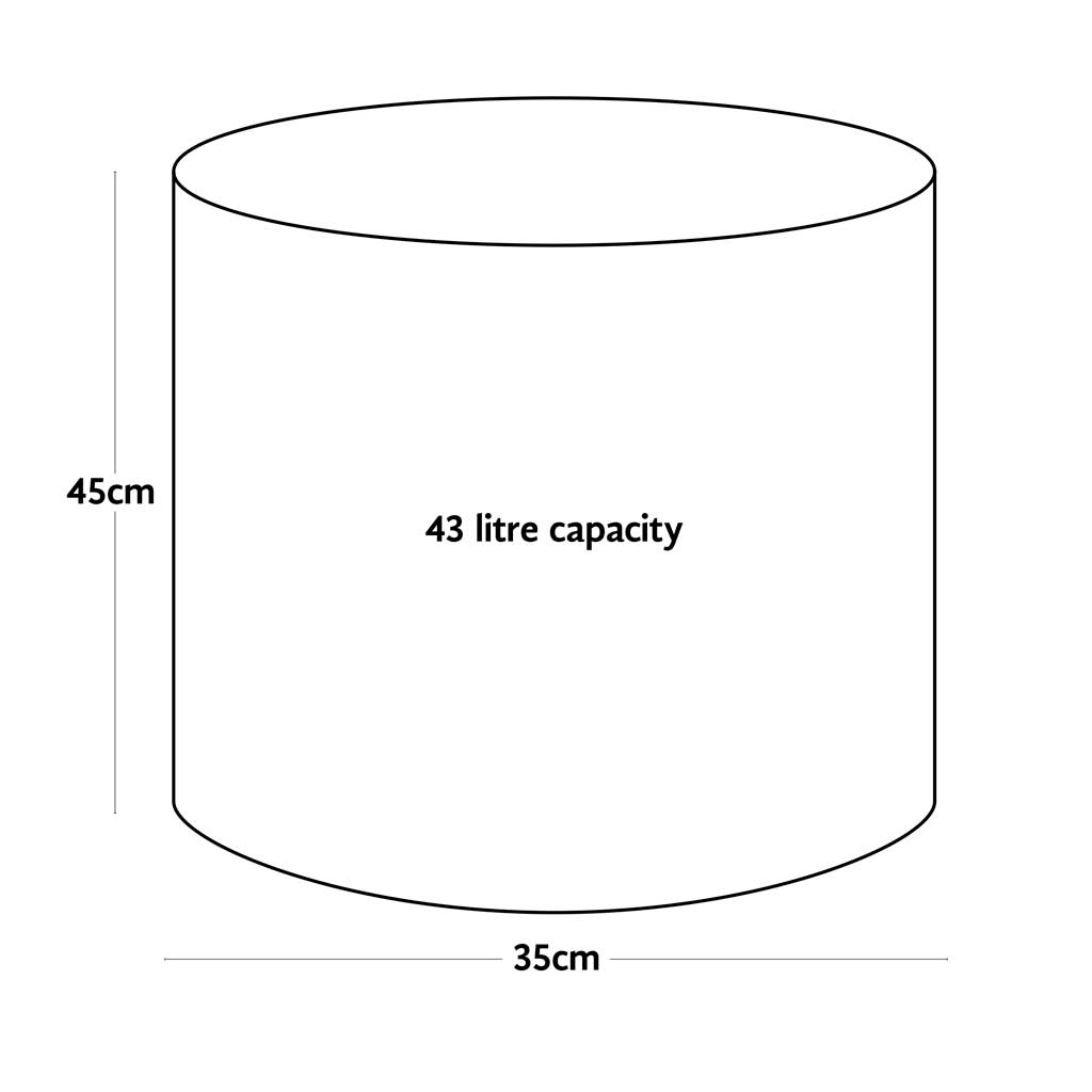 Line drawing of a 43L Vigoroot garden planter