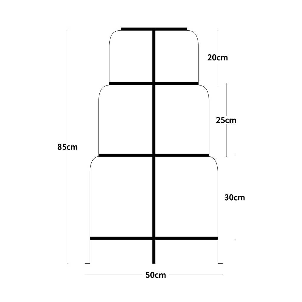 Diagram of Haxnicks Plant Pot stand with dimensions