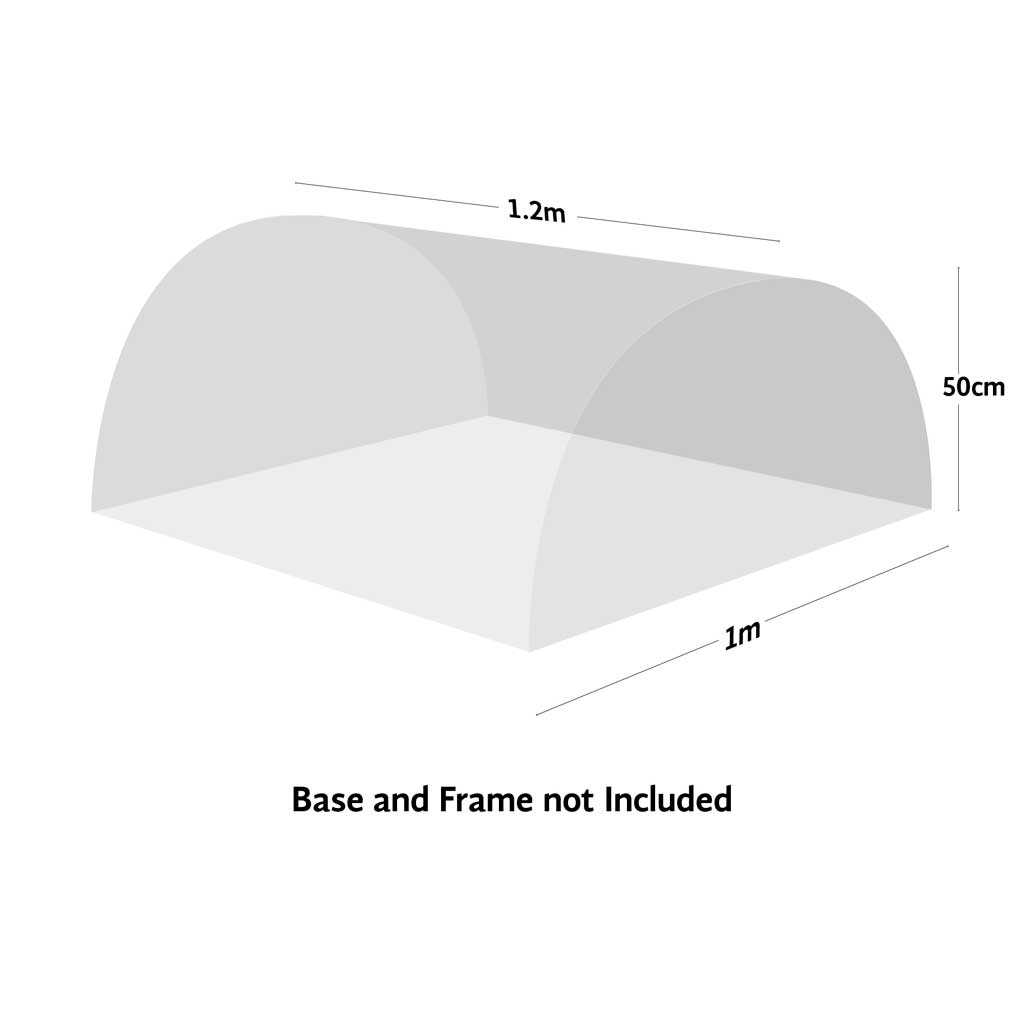 Diagram of Haxnicks raised bed plant protection cover with dimensions