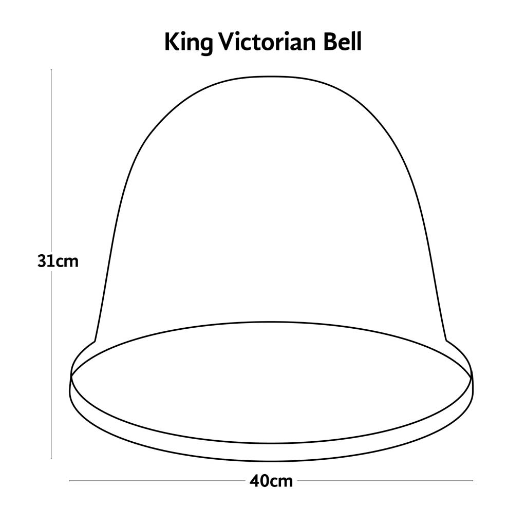 Line drawing of a Haxnicks King Size Victorian Bell Cloche with dimensions