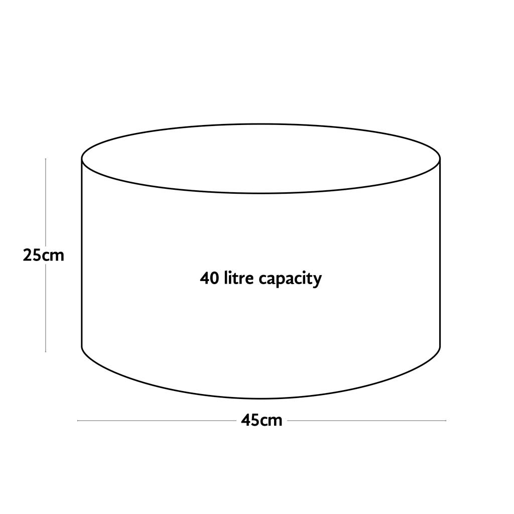Line drawing of a 40L Vigoroot garden herb planter