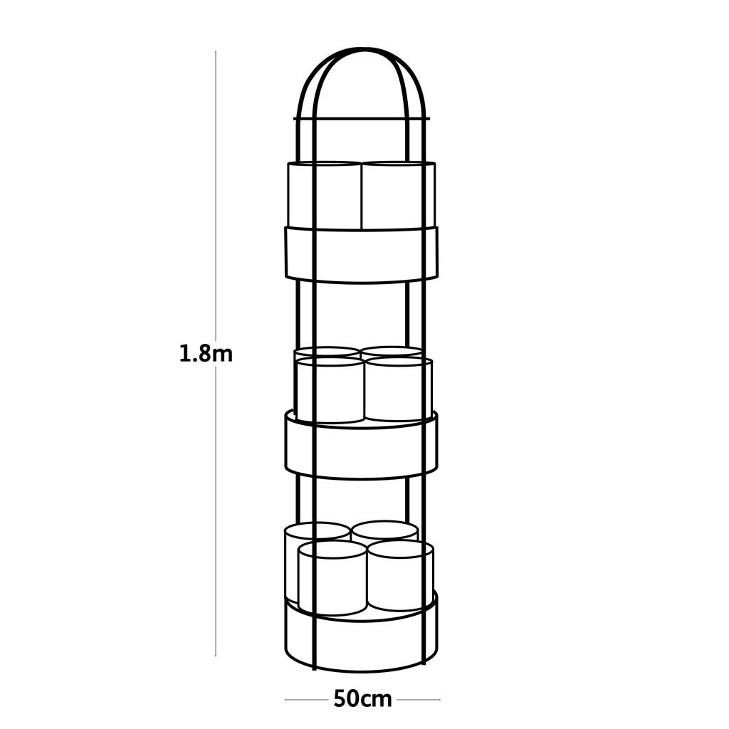 Line drawing of a Vigoroot Self Watering Tower garden planter