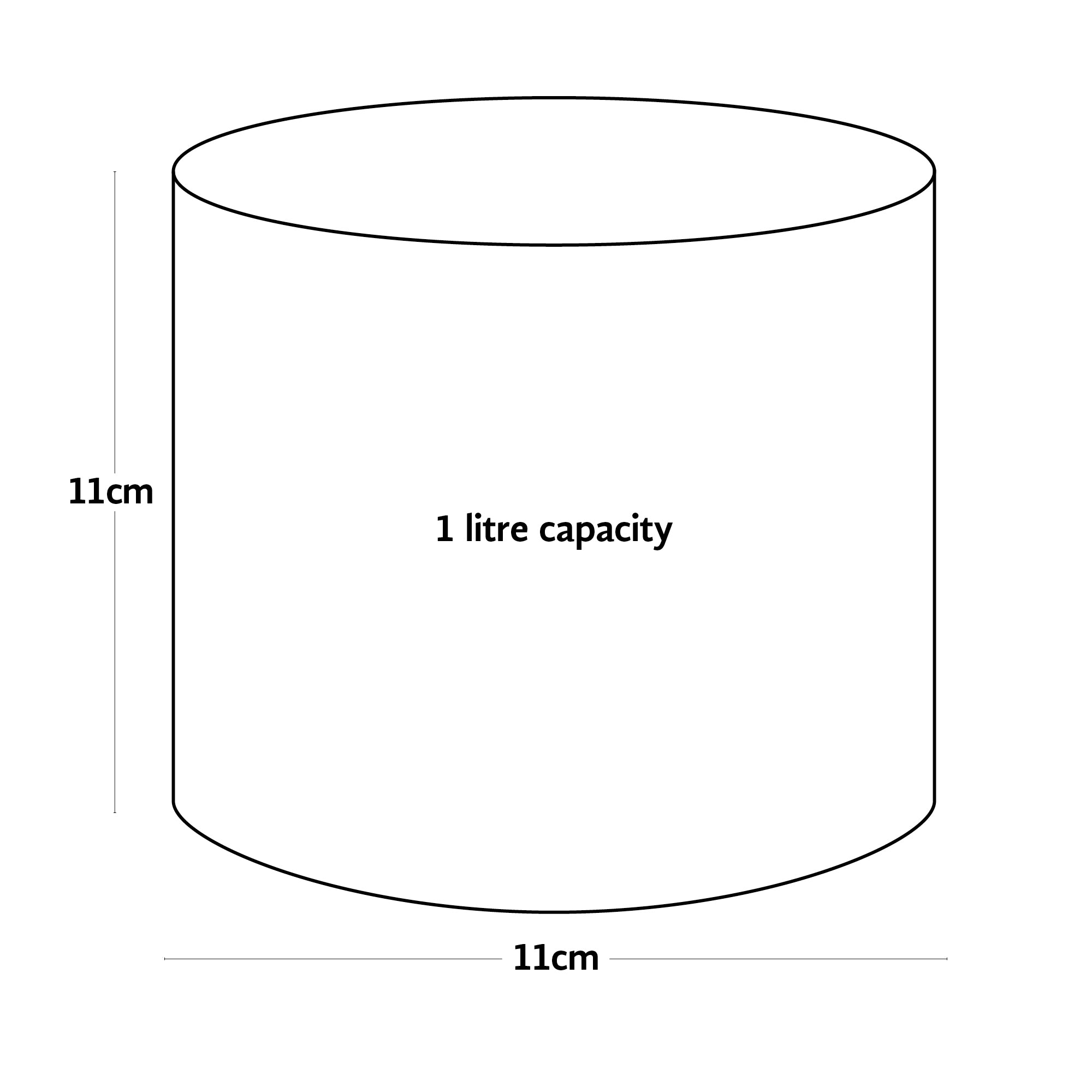 diagram of a Cylindrical Vigoroot container with dimensions labeled on a white background