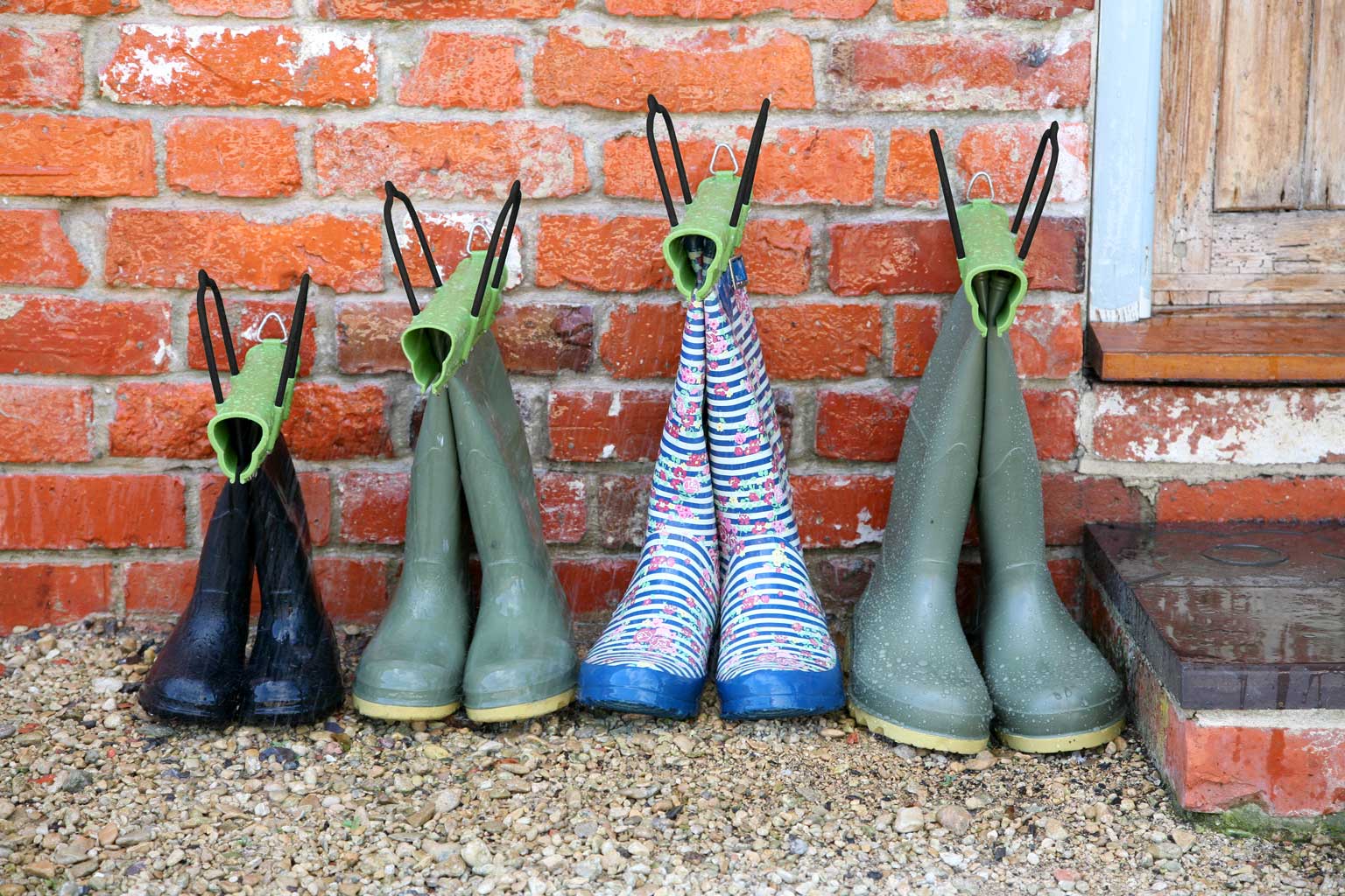 Haxnicks- BootClamp - in use on group of wellies
