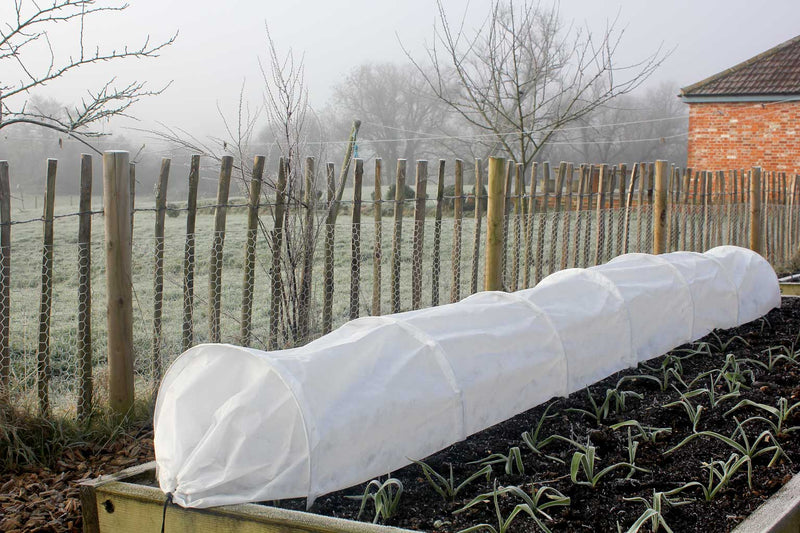 Haxnicks- Easy Fleece Tunnel - in use on raised bed - frosty day